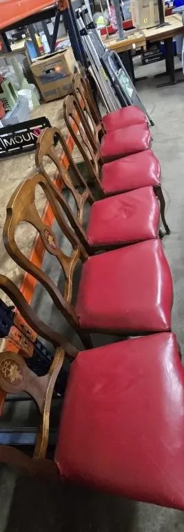 (6) Queen Anne Reproduction Chairs w/Leather
