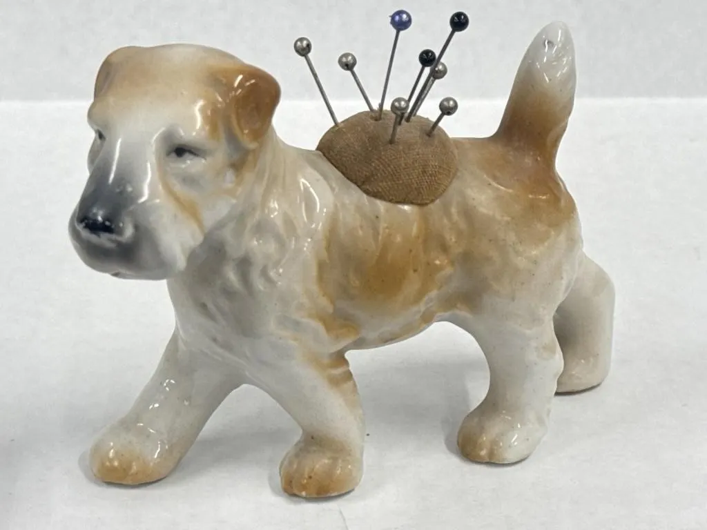 1950s Miniature Terrier Dog Figurine Pincushion