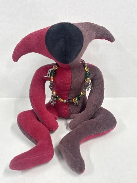 Split Color Plush Jester or Harlequin Doll
