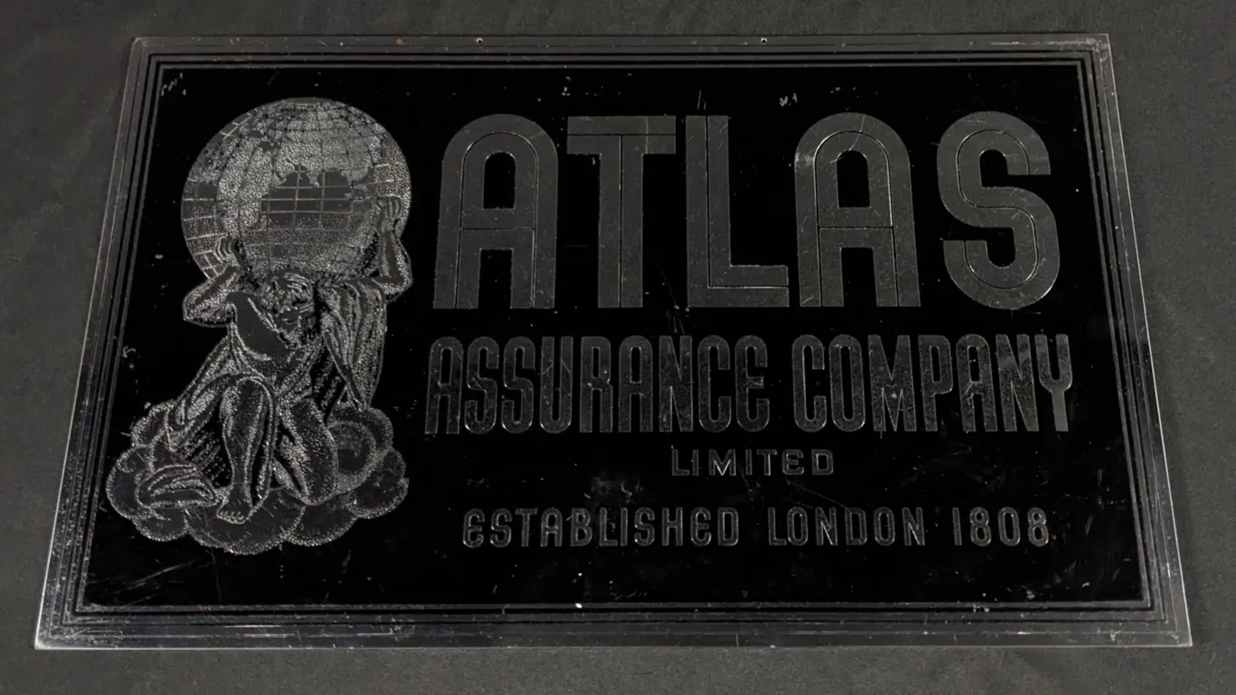 PLATED BRASS SIGN ATLAS ASSURANCE COMPANY
