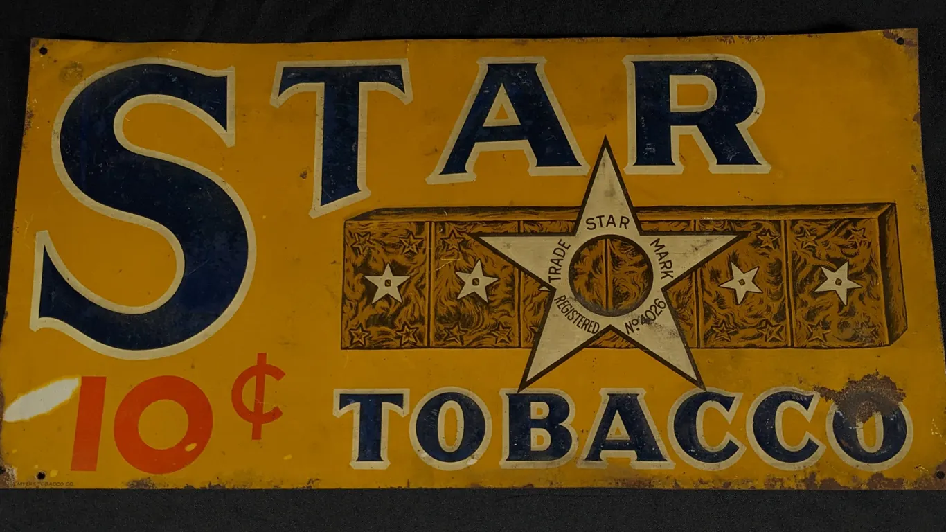 EMBOSSED TIN SIGN STAR TOBACCO 10¢