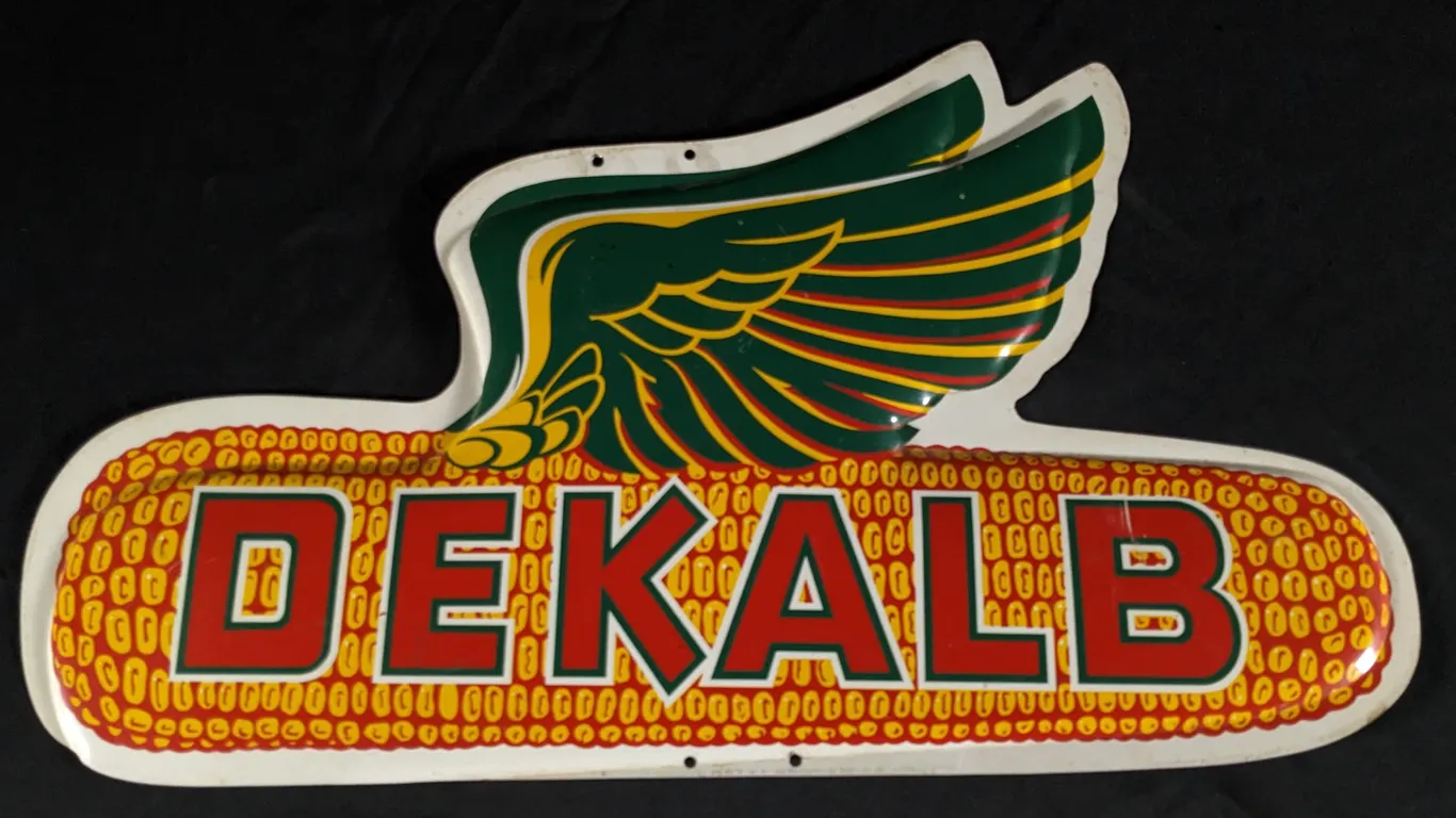 EMBOSSED TIN SIGN DEKALB SEED CORN