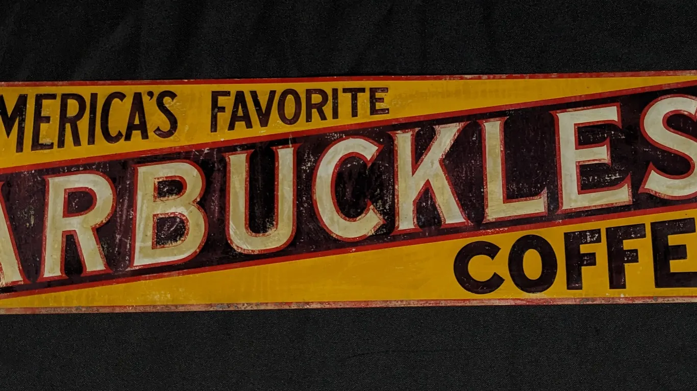 EMBOSSED TIN SIGN AMERICA'S FAVORITE ARBUCKLES' COFFEE