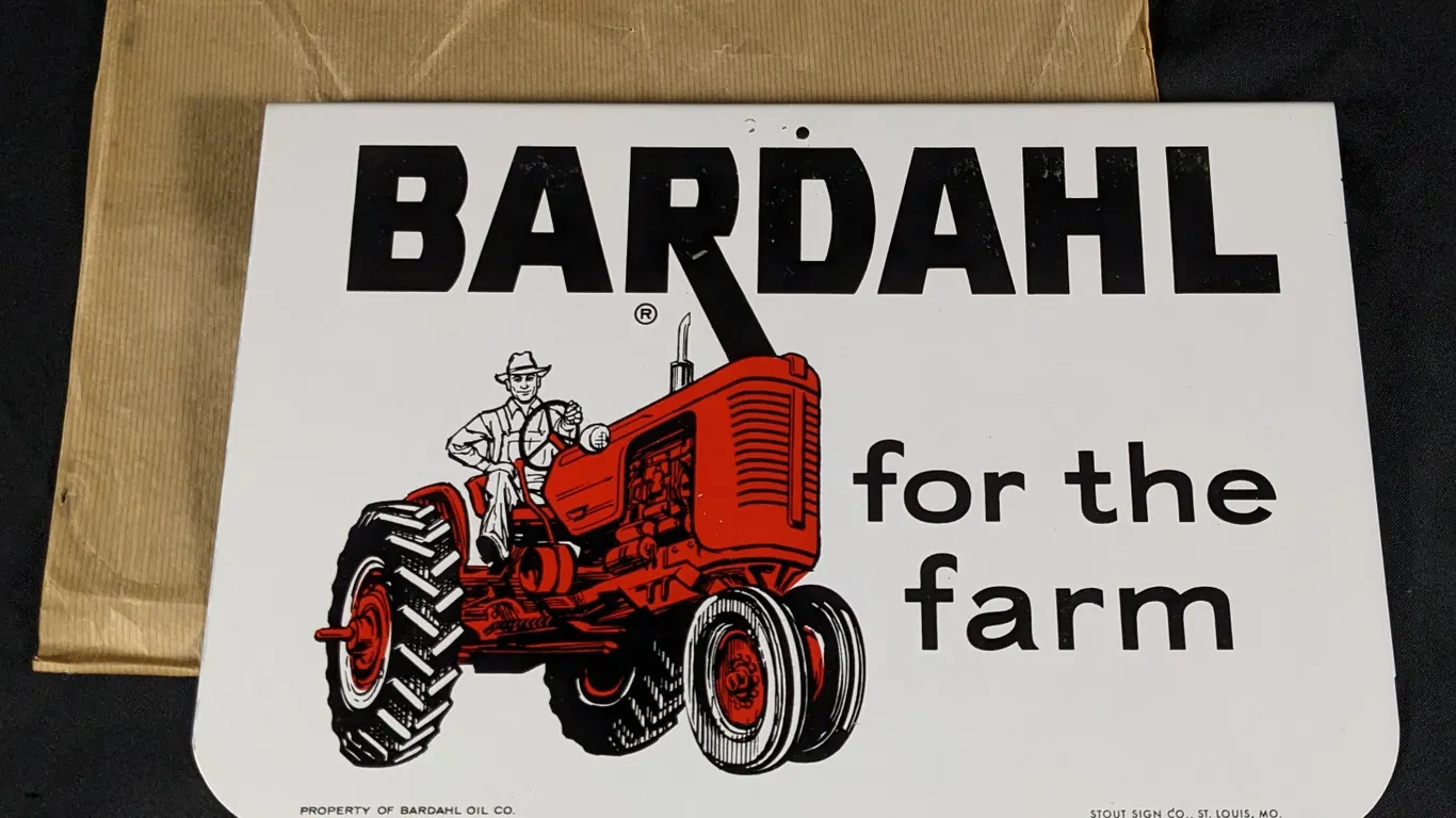 NOS TIN OIL RACK SIGN BARDAHL FOR THE FARM