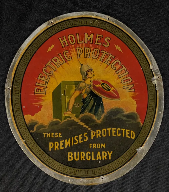 EARLY ALUMINUM SIGN HOLMES ELECTRIC PROTECTION