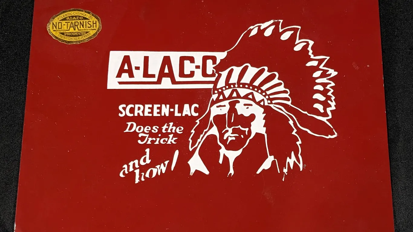 TIN SAMPLE SIGN A-LAC-O PRODUCTS IRVINGTON NEW JERSEY