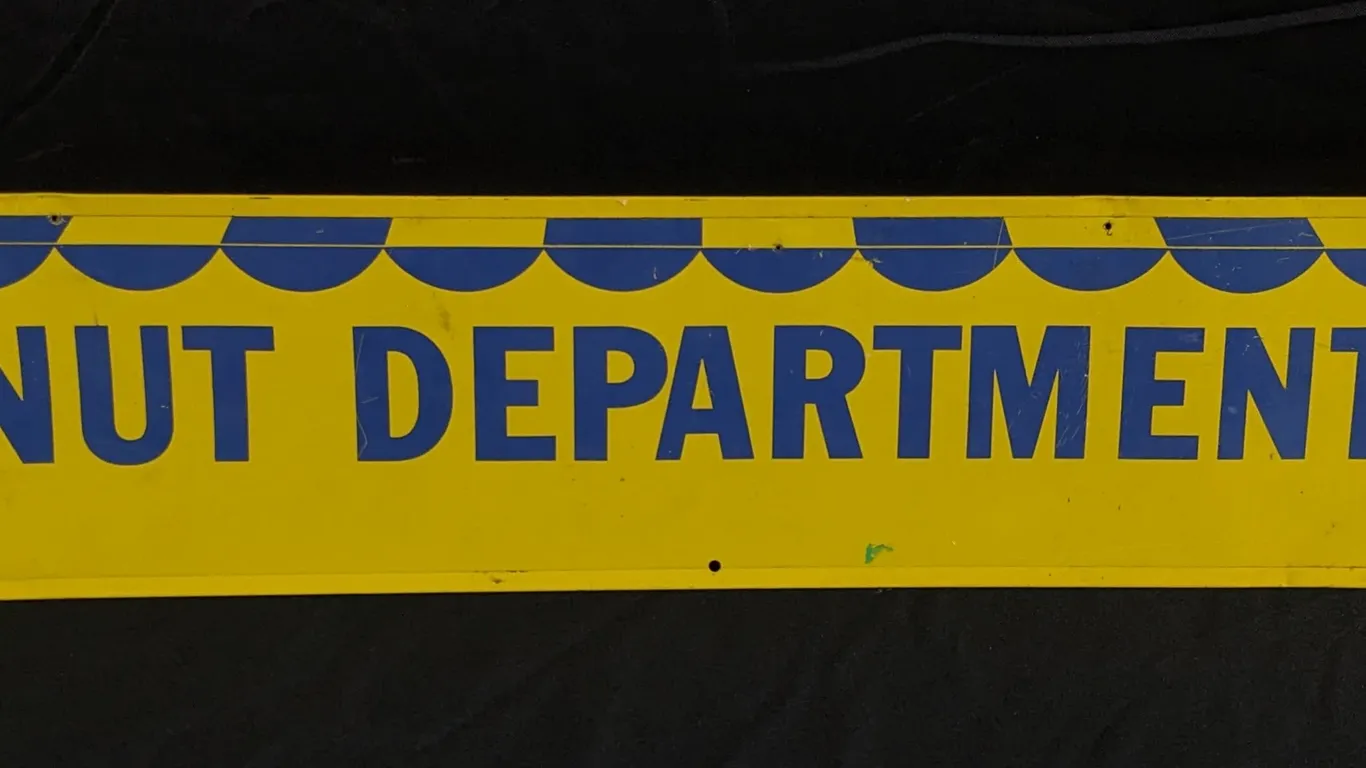 TIN RACK SIGN PLANTERS PEANUTS NUT DEPARTMENT (2 SIDED)
