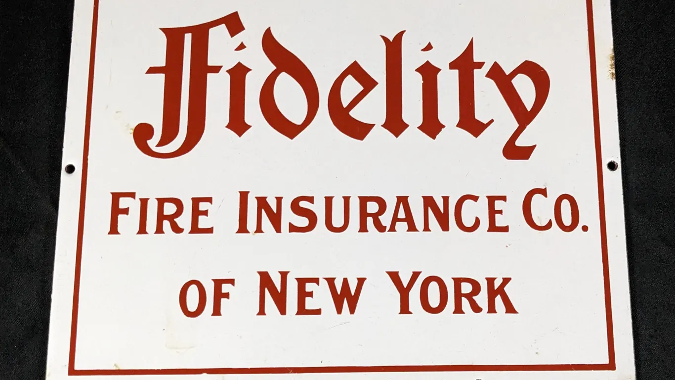 PORCELAIN SIGN FIDELITY FIRE INSURANCE CO OF NEW YORK (ING RICH)