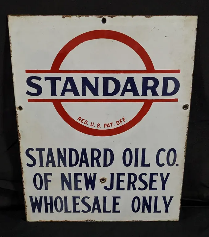 PORCELAIN SIGN STANDARD OIL CO OF NEW JERSEY WHOLESALE ONLY