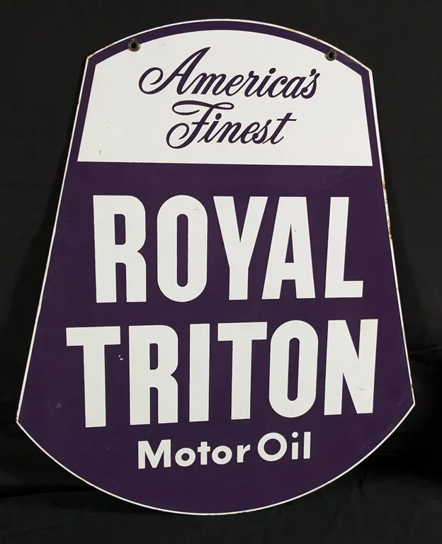 PORCELAIN SIGN UNION 76 ROYAL TRITON AMERICA'S FINEST MOTOR OIL (2 SIDED)