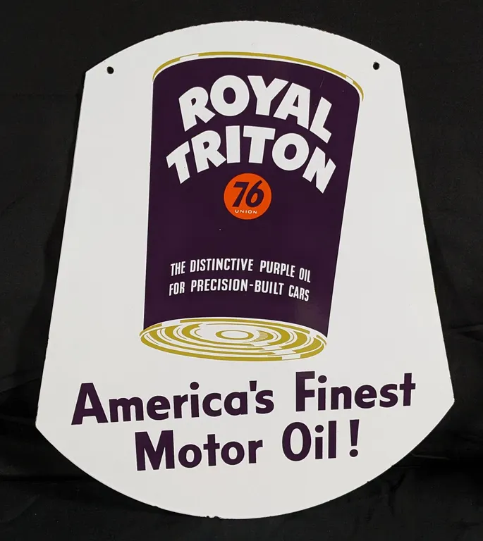 PORCLEAIN SIGN UNION 76 ROYAL TRITON AMERICA'S FINEST MOTOR OIL (2 SIDED)