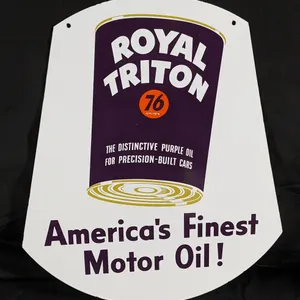 PORCLEAIN SIGN UNION 76 ROYAL TRITON AMERICA'S FINEST MOTOR OIL (2 SIDED)