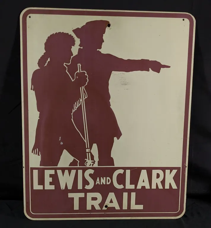 VINTAGE LEWIS & CLARK TRAIL HIGHWAY ROAD SIGN