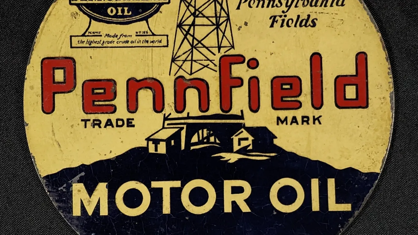 TIN LUBESTER PADDLE SIGN PENNFIELD MOTOR OIL (2 SIDED)