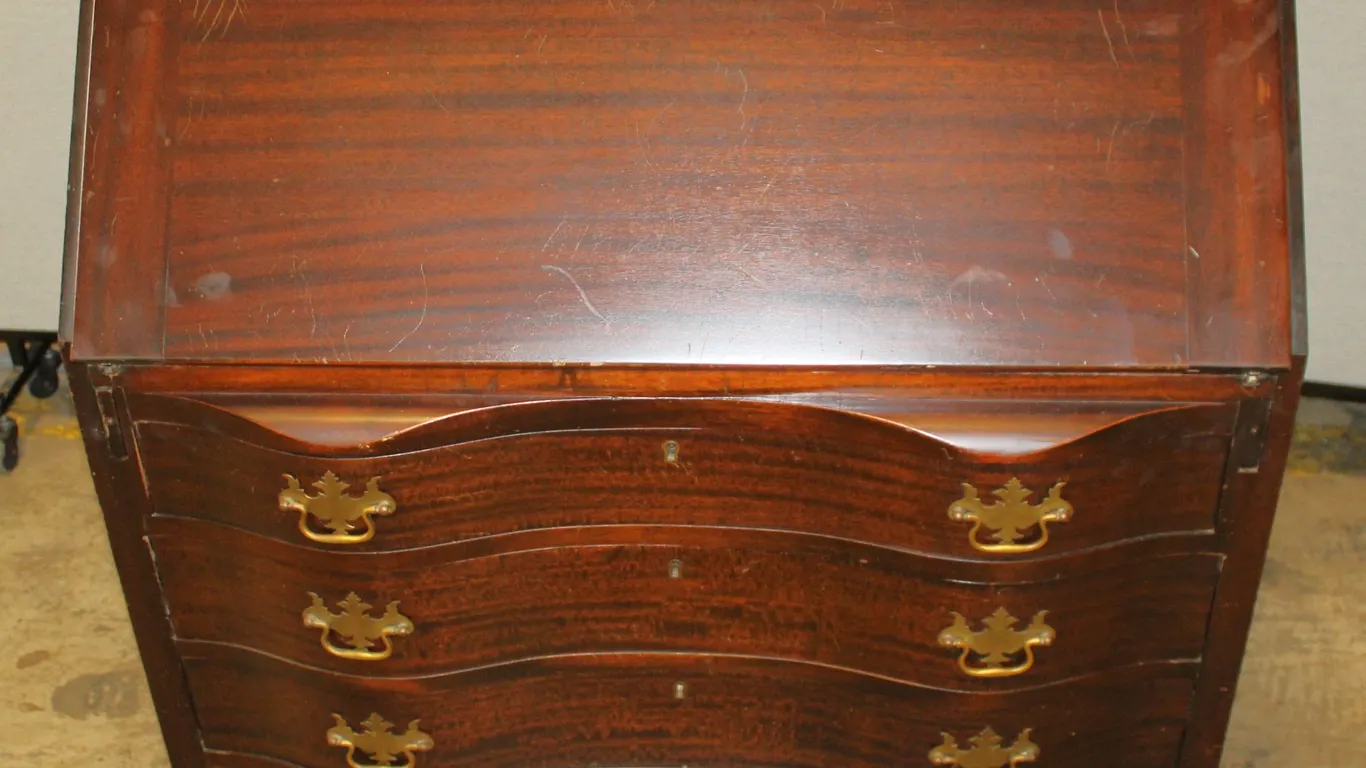 Mahogany Serpentine Front Secretary Desk
