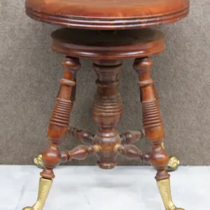 Wooden Piano Stool with Brass Claw Feet