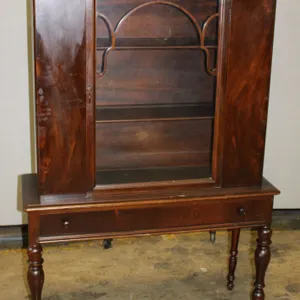 Wood Display Cabinet with Glass Door and Single Drawer