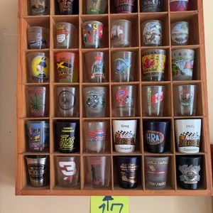 36 Shot Glasses with Wooden Display Rack