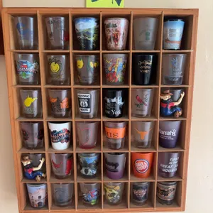 30 Shot Glasses with Wooden Display Rack