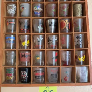 36 Shot Glasses with Wooden Display Rack