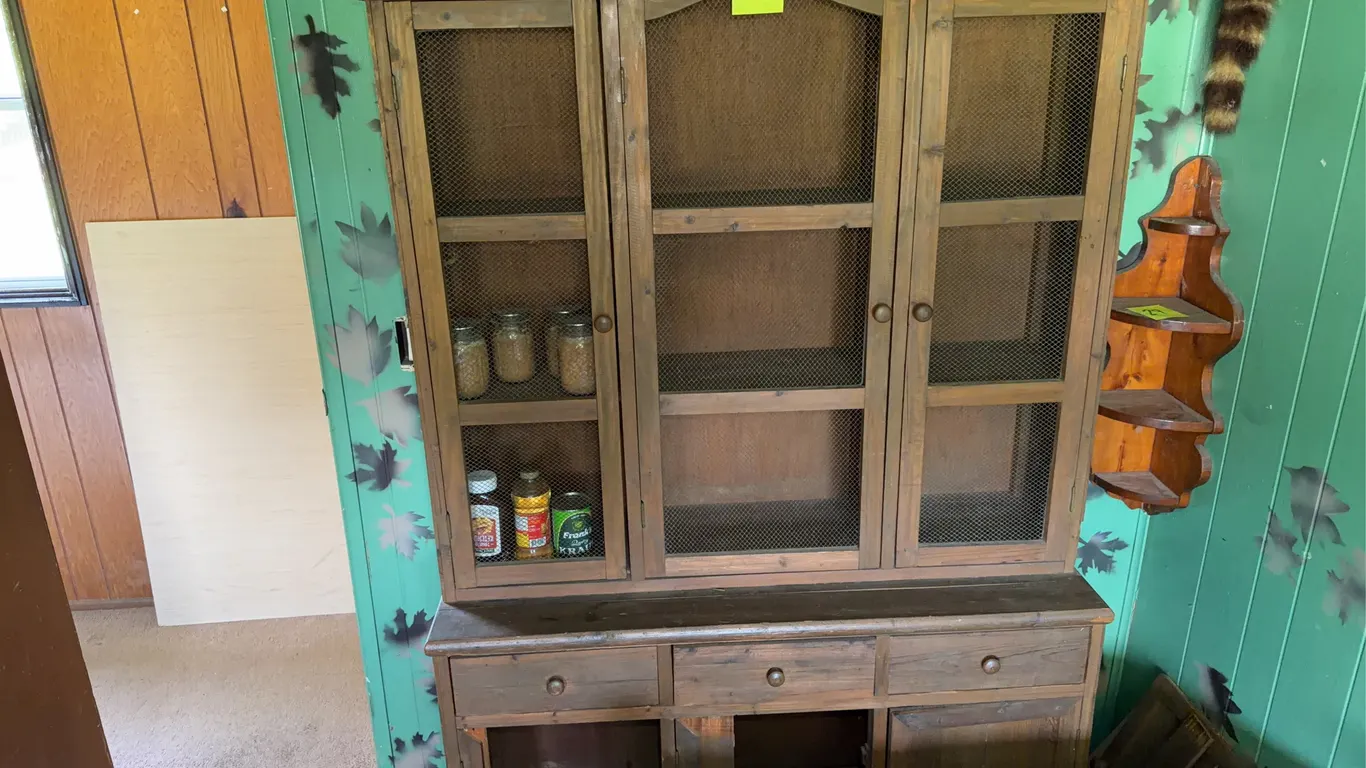Wooden Cupboard - Contents Included