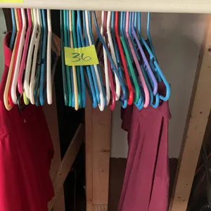 Assorted Plastic Hangers with Two Shirts (Stafford Essentials and Burgundy Polo)
