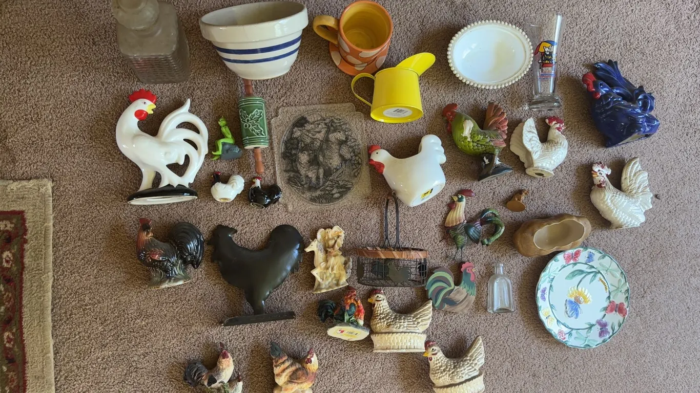 Large Assorted Lot of Rooster and Chicken-Themed Decor and Household Items