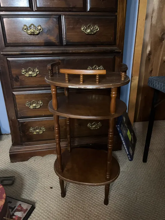 Three-Tier Round Wood Stand