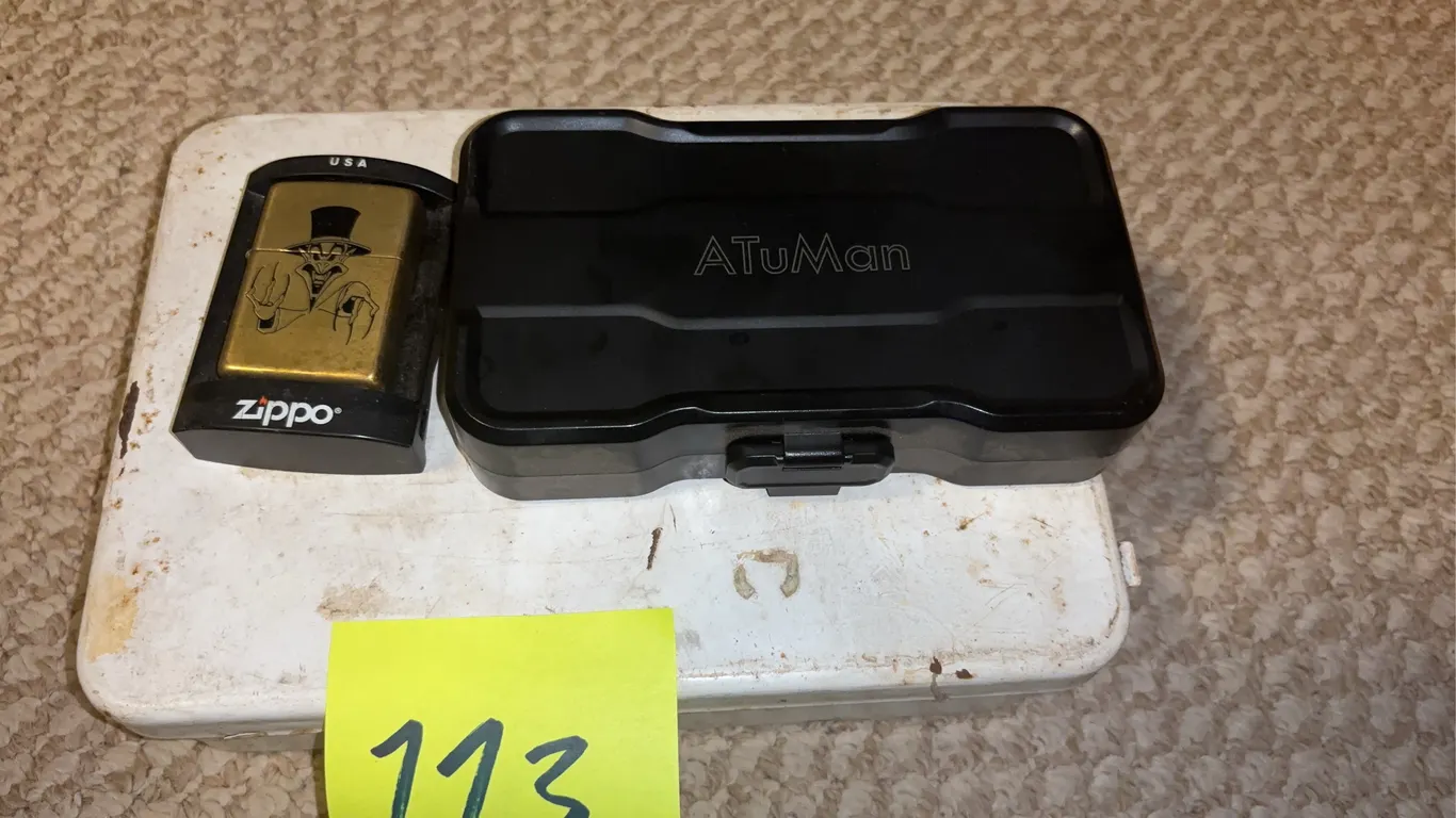 Zippo Lighter, ATuMan Precision Bit Set, and First Aid Kit