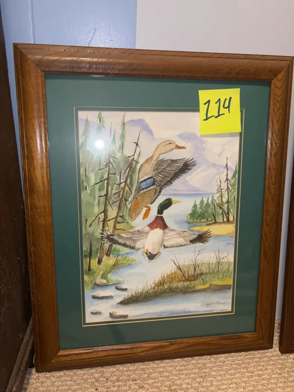 Framed Mallard Ducks Artwork, signed Wayne Weiss