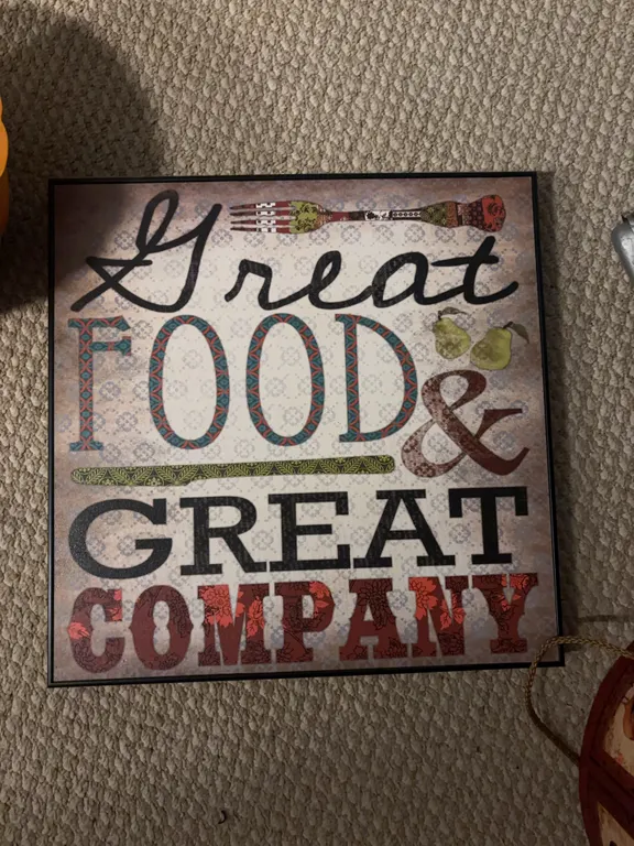 Framed "Great Food & Great Company" Artwork and Rooster-Motif Round Box