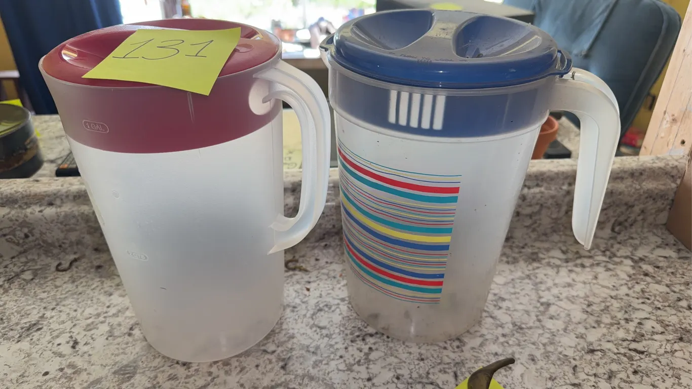 Plastic Beverage Pitcher with Flip-Top Lid
