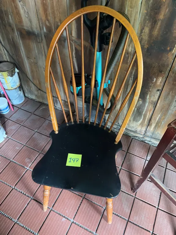 Windsor-Style Bow-Back Chair with Black Painted Seat