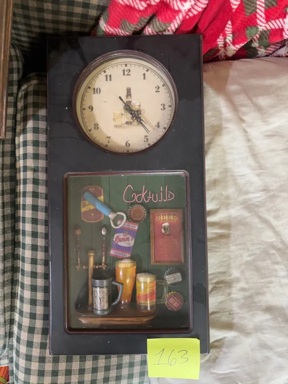 Beer-Themed Wall Clock and Shadow Box Plaque