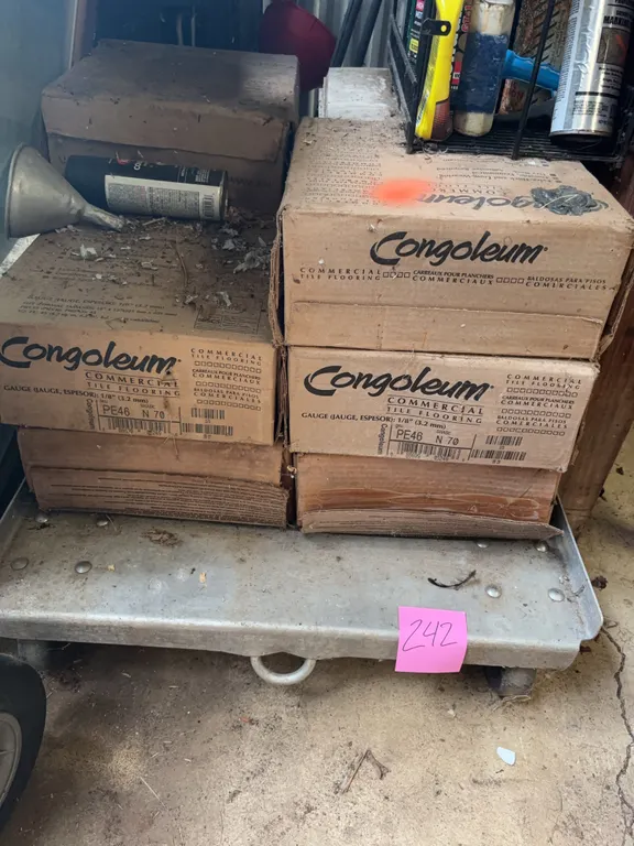 Tile Flooring and Metal Wheeled Cart