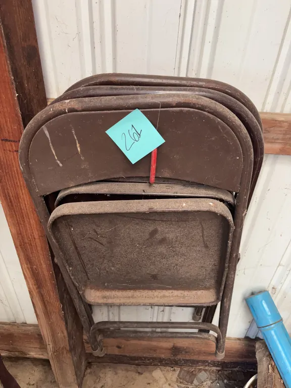 3 Brown Metal Folding Chairs