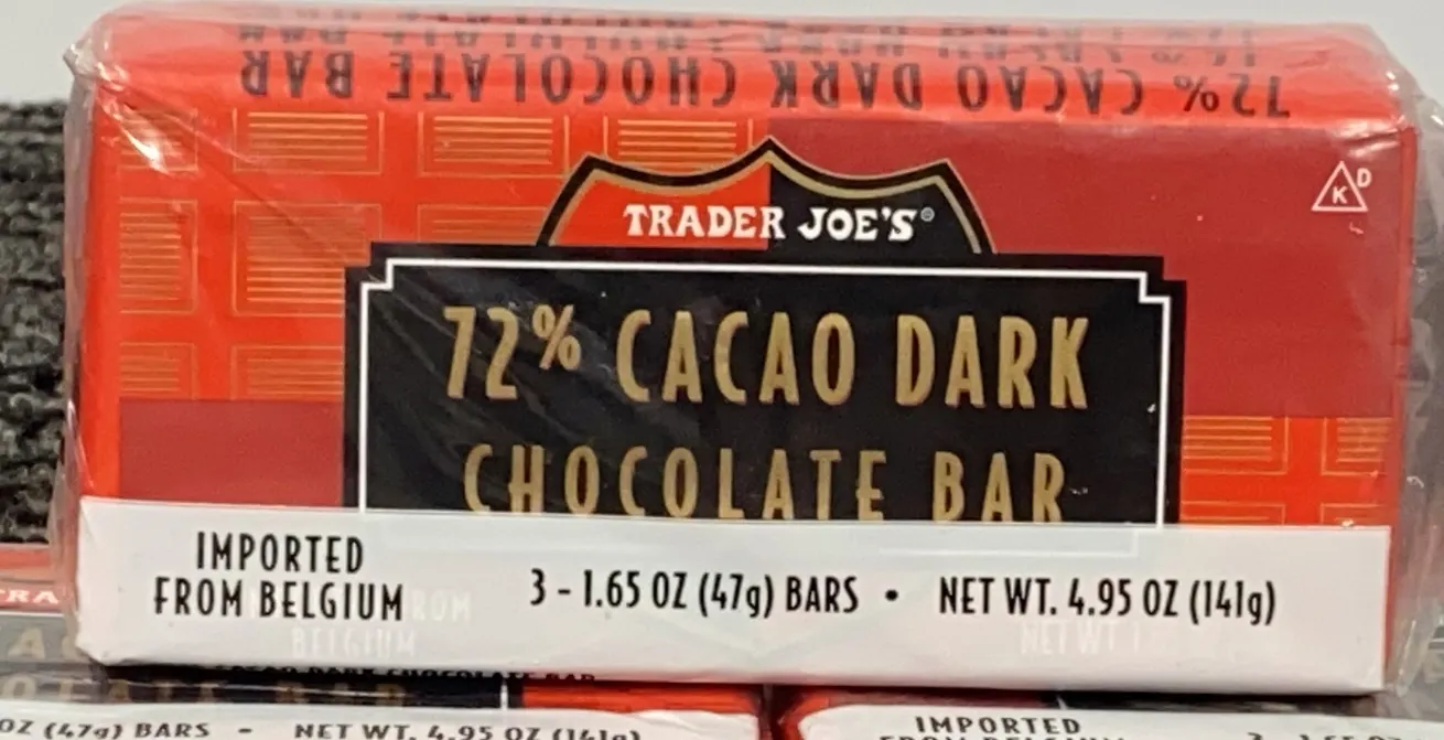 *NEW* 9 Bars Trader Joe's 72% Cacao Belgian Dark Chocolate Bars - Best By: 3/2028