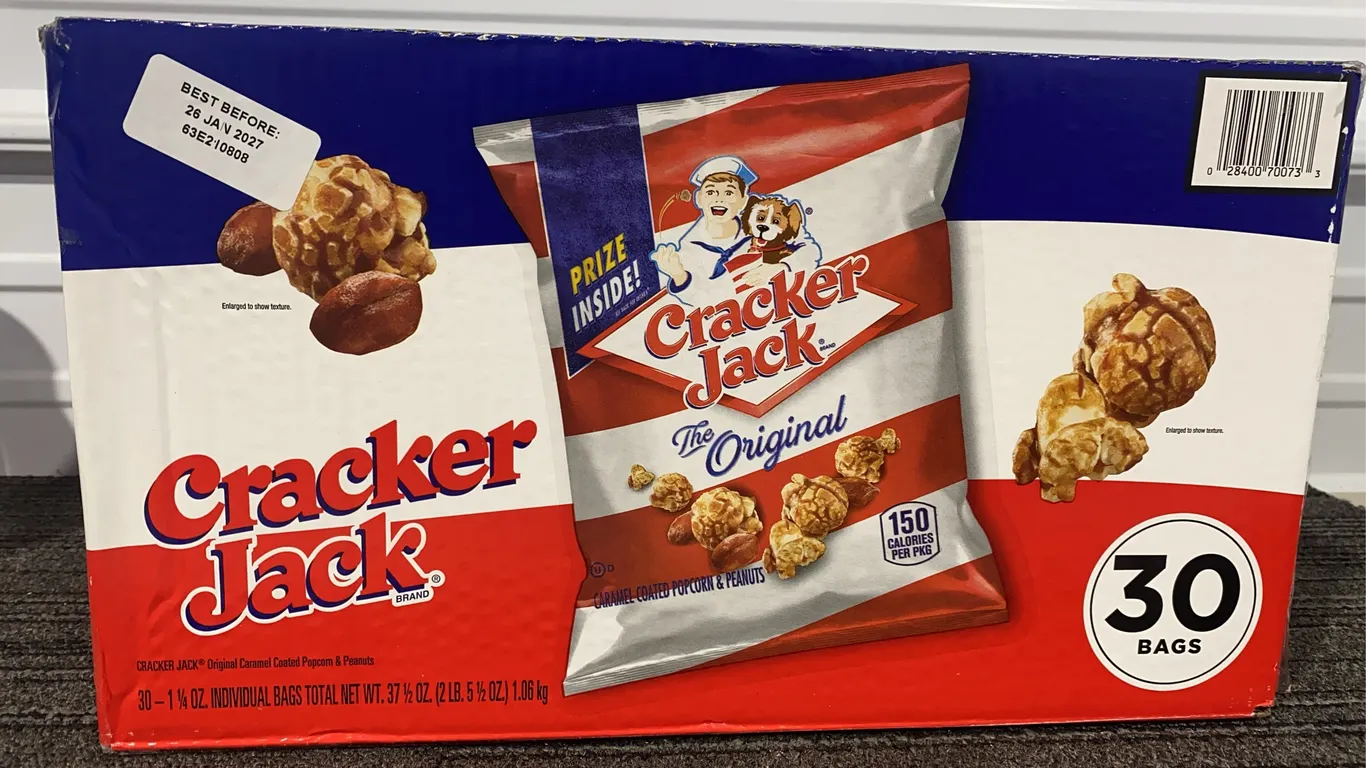 *NEW* Cracker Jack Original Caramel Coated Popcorn & Peanuts, 30 Bags - Best By: 1/2027