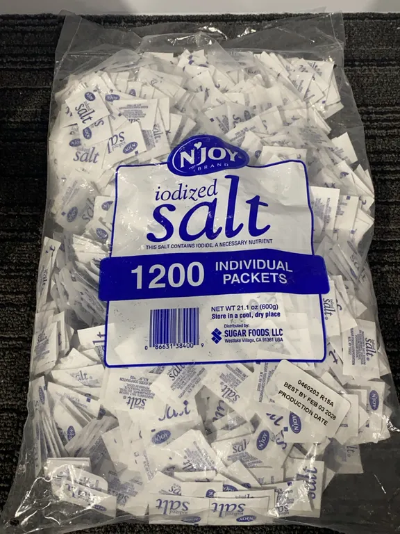 *NEW* N'JOY Iodized Salt Packets, 0.5g, 1200 Ct - Best By: 2/2028