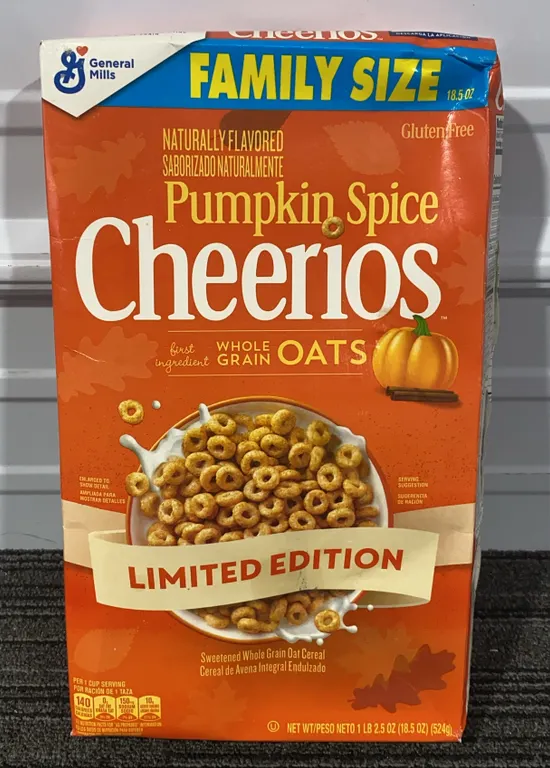 *NEW* Cheerios Pumpkin Spice Breakfast Cereal, 18.5 OZ - Best By: 8/12/2206