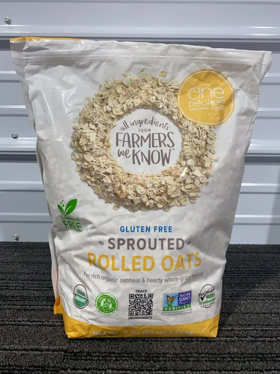 *NEW* One Degree Sprouted Rolled Oats, 5 LB Bag - Best By 3/2027