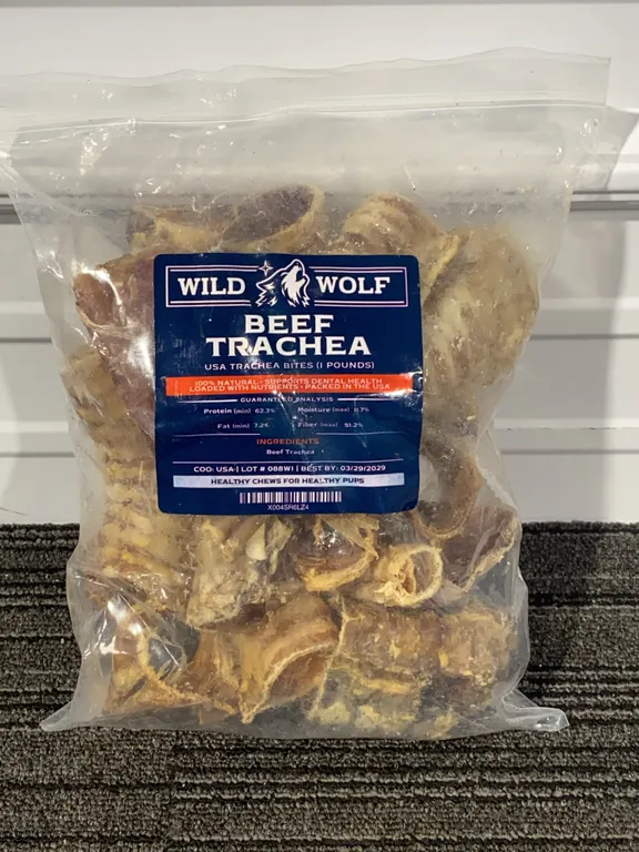 *NEW* Wild Wolf Beef Trachea Bites, 1 LB - Best By: 3/2029