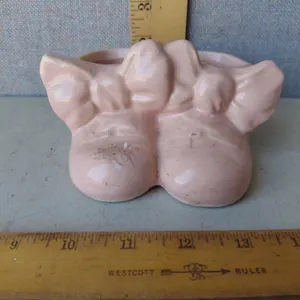 Vintage Pottery Pink Baby Shoes Planter