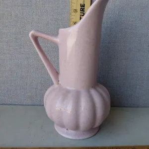 Vintage Brush McCoy U.S.A. Pink Ribbed Pitcher 9.75" Tall