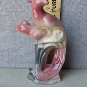 Vintage Pottery Pair Of Birds Figure 7.75" Tall