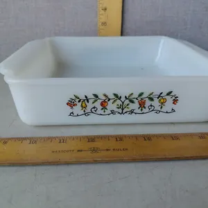 Vintage Fire King/Anchor Hocking Fruit On The Vine 8" Square Glass Baking Dish