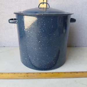 Vintage Granite Stock Pot 12.5"X10.5"X9"