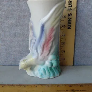Vintage Morton Pottery Wall Pocket Pastel Flying Bird 7.25" Tall, Some Hairline Cracks
