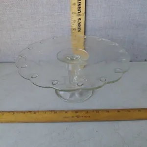 Vintage Indiana Glass Teardrop Clear Pedestal Cake Stand 10.75"X4.75"