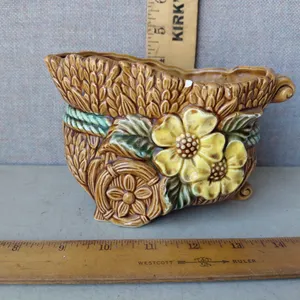 Vintage Rubens Sculptured Wheat By Japan 2203 Wheat Wheelbarrow, Some Chips 7"X4"X4"